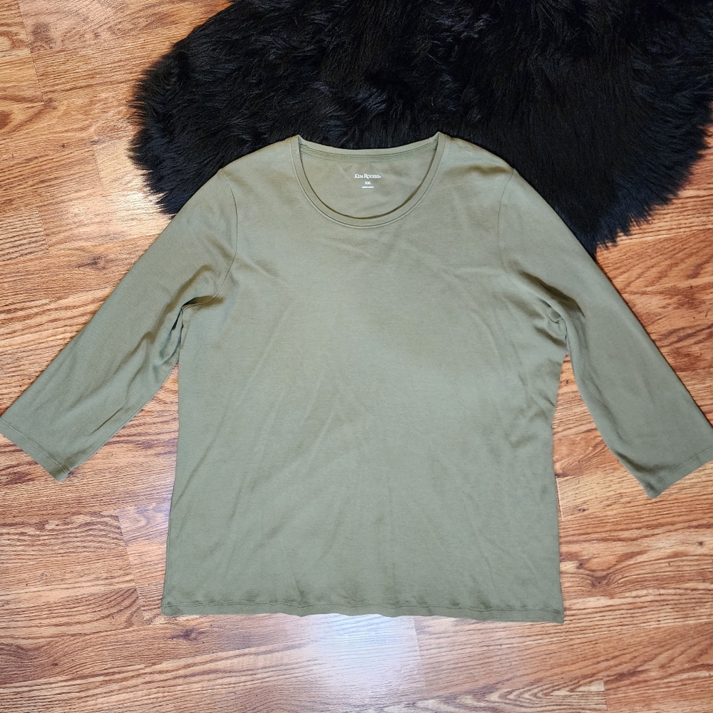 Kim Rogers Long Sleeve Tee Olive Green Women's Size XXL